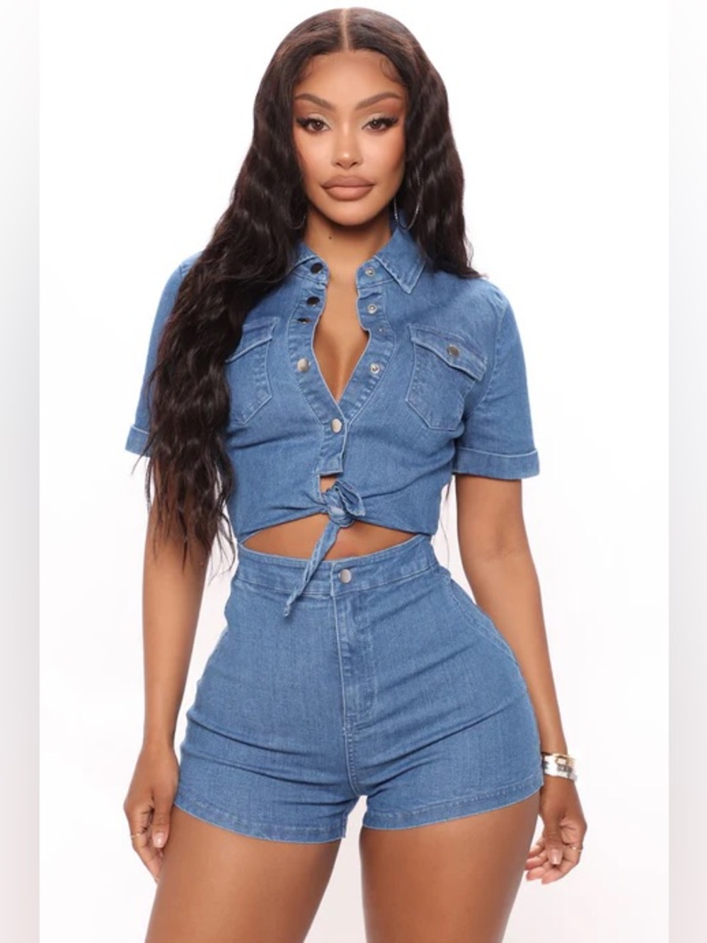 Fashion Nova Demi Denim Romper - Picture 2 of 4